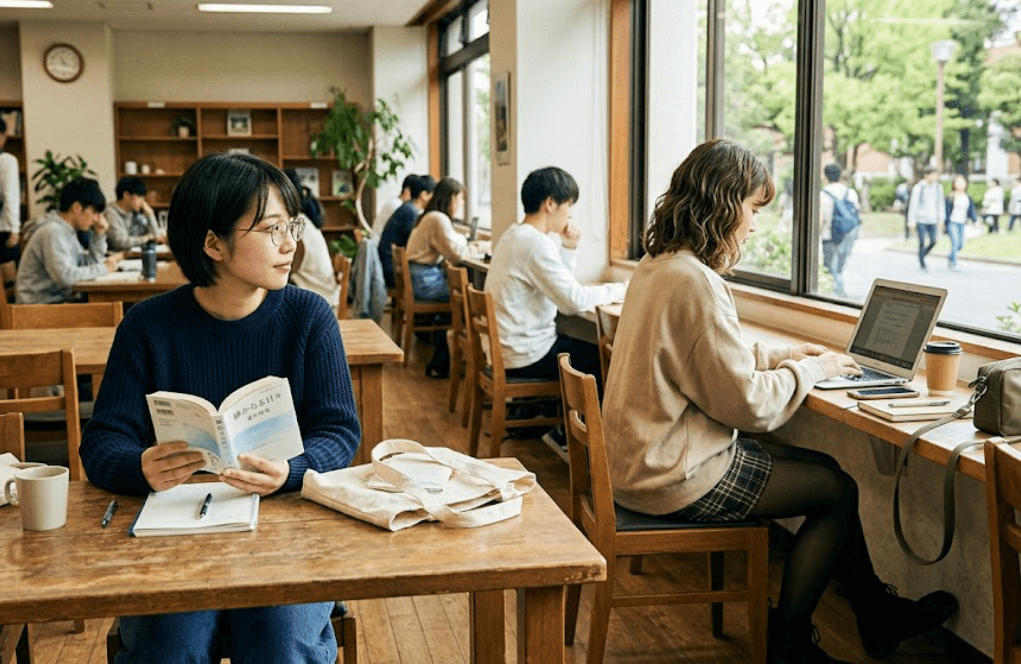 上京して少し孤独を感じる女の子の場面